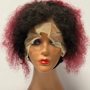 Burgundy and black afro kinky curly lace front wig
