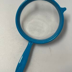 Blue plastic mesh strainer