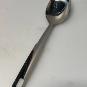 Solid stainless steel basting spoon